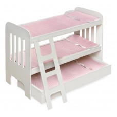 Badger Basket Trundle Doll Bunk Bed with Ladder - White/Pink - Fits American Girl, My Life As & Most 18" Dolls   